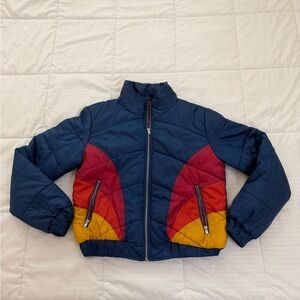 Forever 21 Puffer Jacket - Blue, Red, Yellow